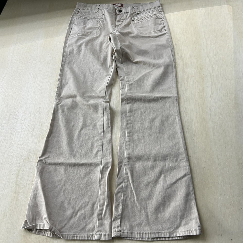 Jordache Y2K Khakis Pants Womens 11/12 Beige Twill Stretch Wide Leg Casual